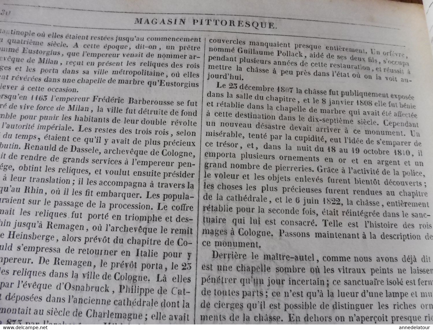 Année 1839: Le vautour barbu; SEAMEN'S HOSPITAL à Greewich ; Cologne; La côte orientale du Spitzberg ; etc