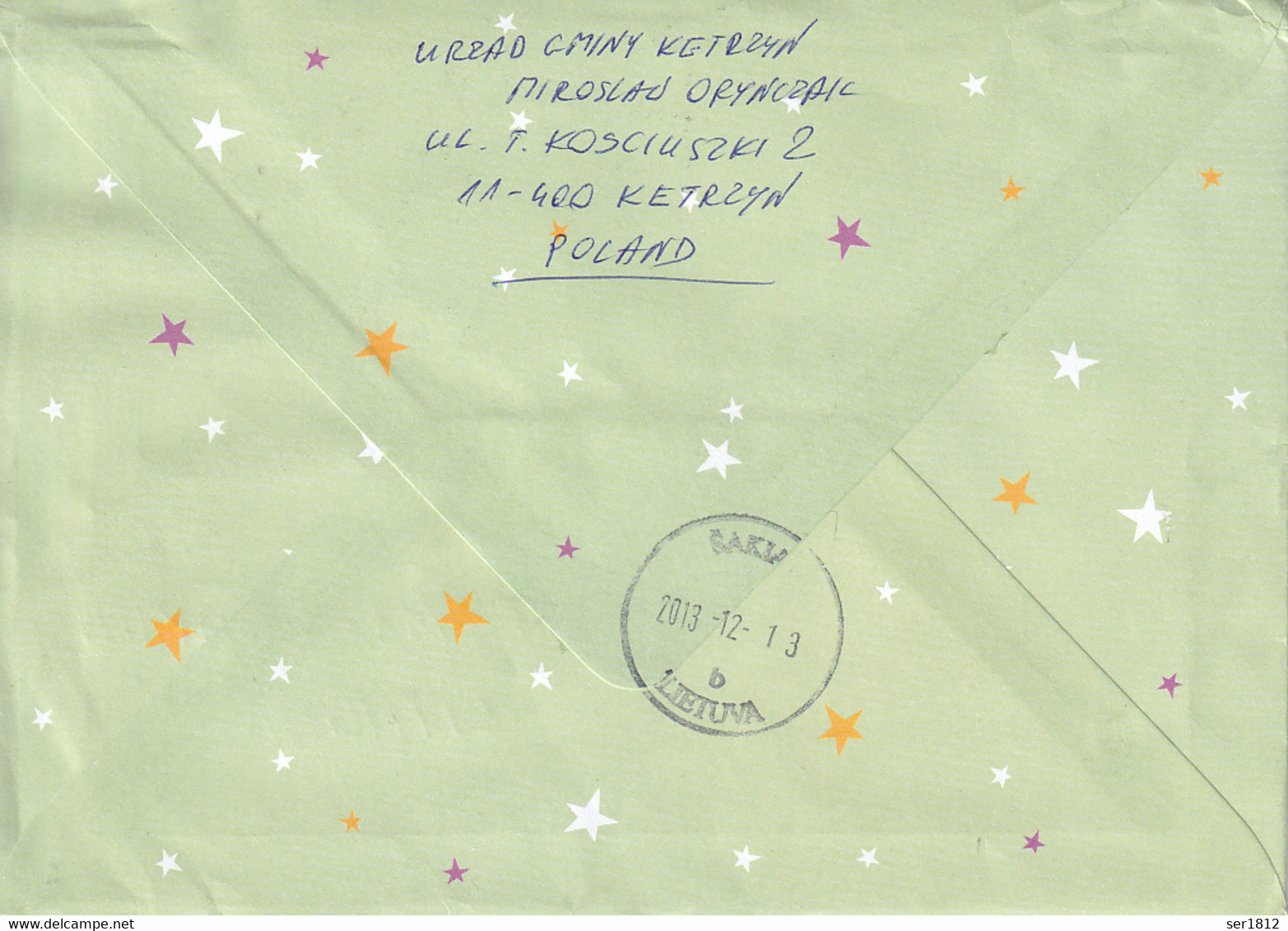 Poland 2013  Postal Cover New Year KETRZYN SAKIAI LITHUANIA LITWA - Lettres & Documents