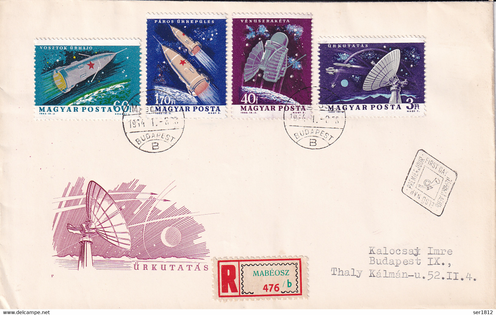 HUNGARY MAGYAR 1964 SPACE COVER  60f Gagarin Vostok 3 And 4 40f Venusik 3fo Valentina TERESHKOVA - Briefe U. Dokumente