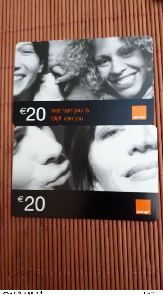 Orange 20 Euro 2 Prepaidcards Netherlands Used Rare - Unknown Origin