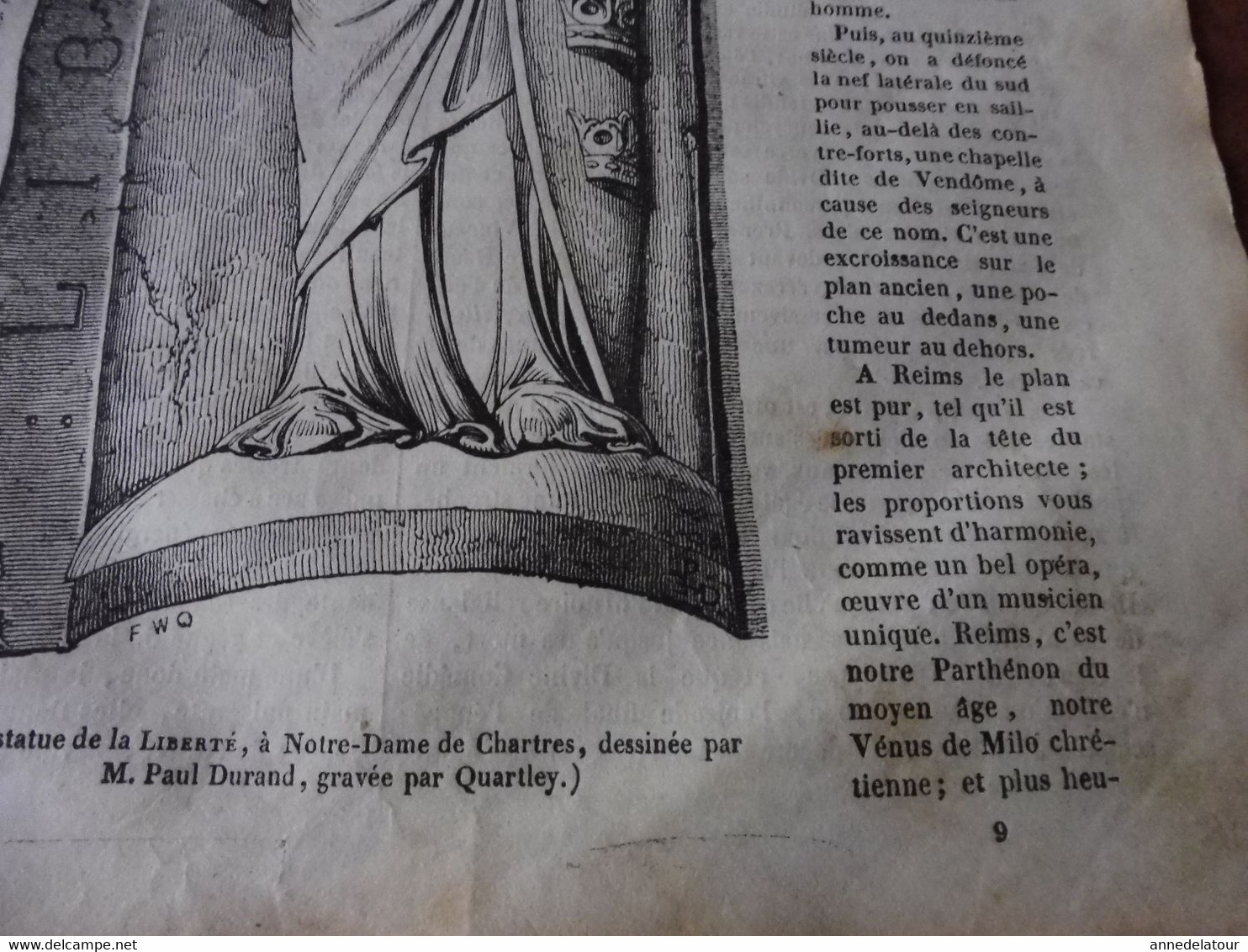 Année 1839: Statue De La Liberté à Notre-Dame De Chartres; Château De Coutras (Gironde); Les Derviches Tourneurs ; Etc - 1800 - 1849