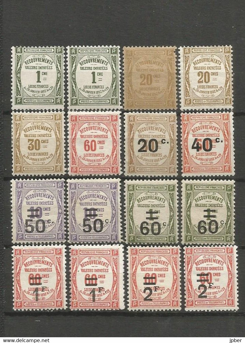 France - Timbres-Taxe - Entre N°43 Et 54 - 16 Timbres * - 1859-1959 Afgestempeld