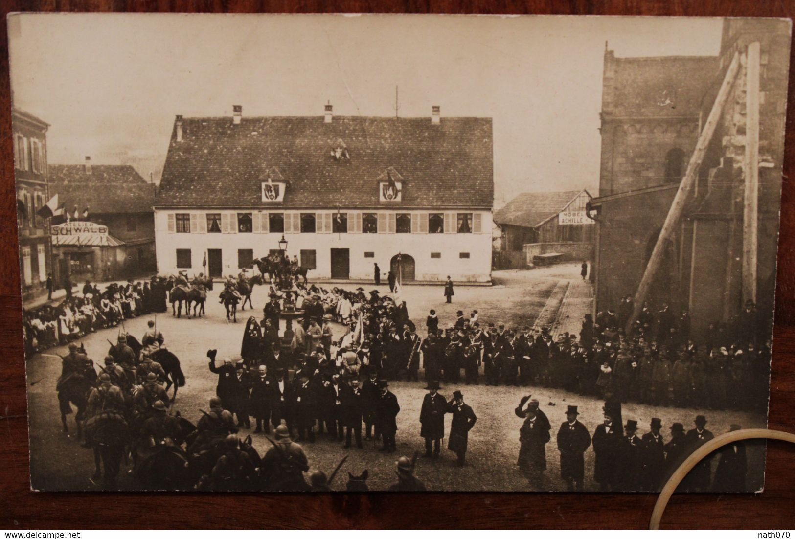 Carte Photo 1919 Visite Président Poincaré En Alsace Photographe Guebwiller CPA Ak Animée - Other & Unclassified