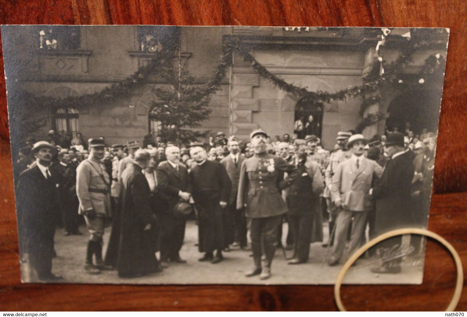 Carte Photo 1919 Visite Président Poincaré En Alsace Photographe Guebwiller CPA Ak Animée - Other & Unclassified