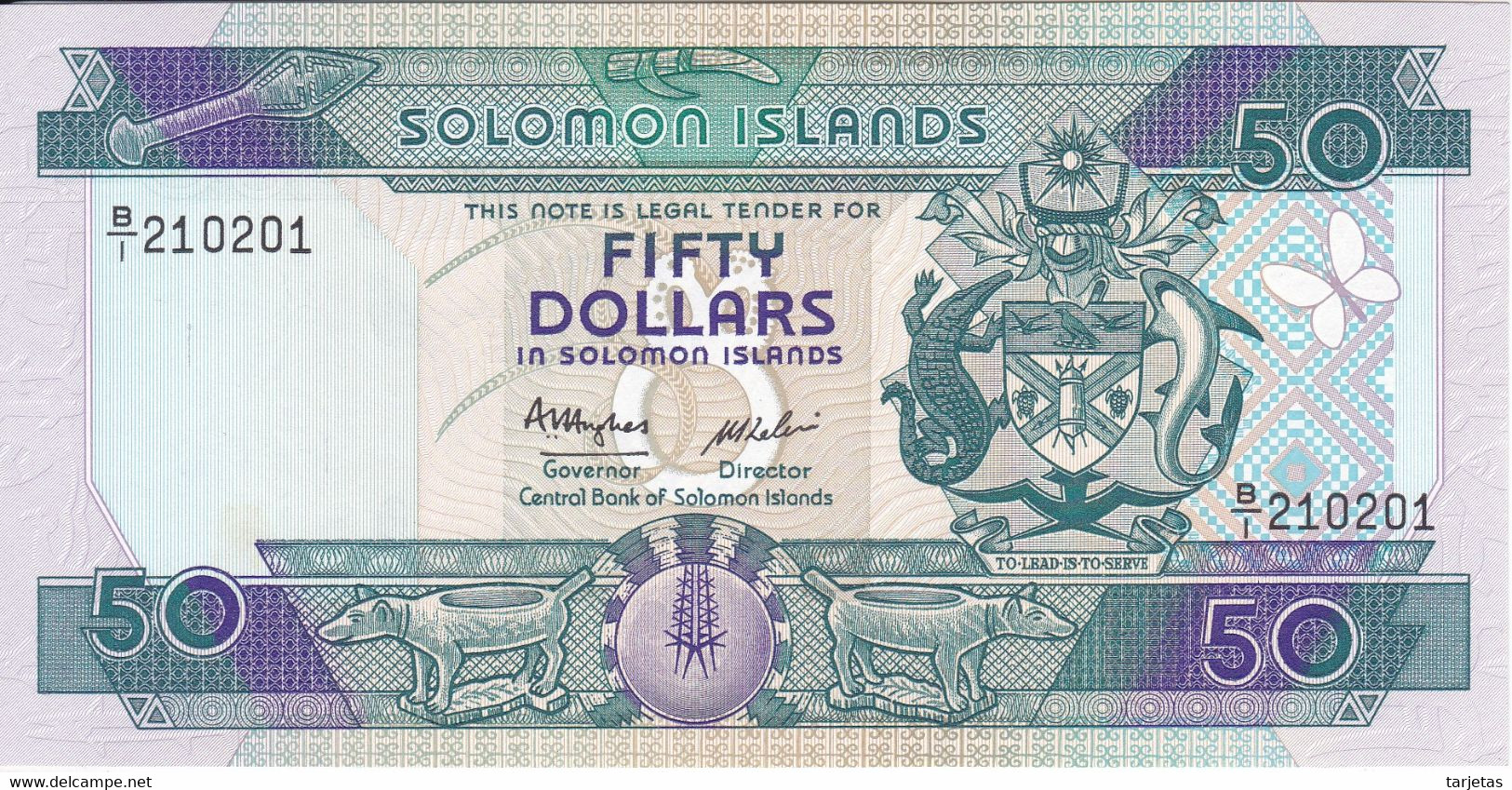 BILLETE DE SALOMON ISLANDS DE 50 DOLLARS DEL AÑO 1986 SIN CIRCULAR (UNC) - Solomonen