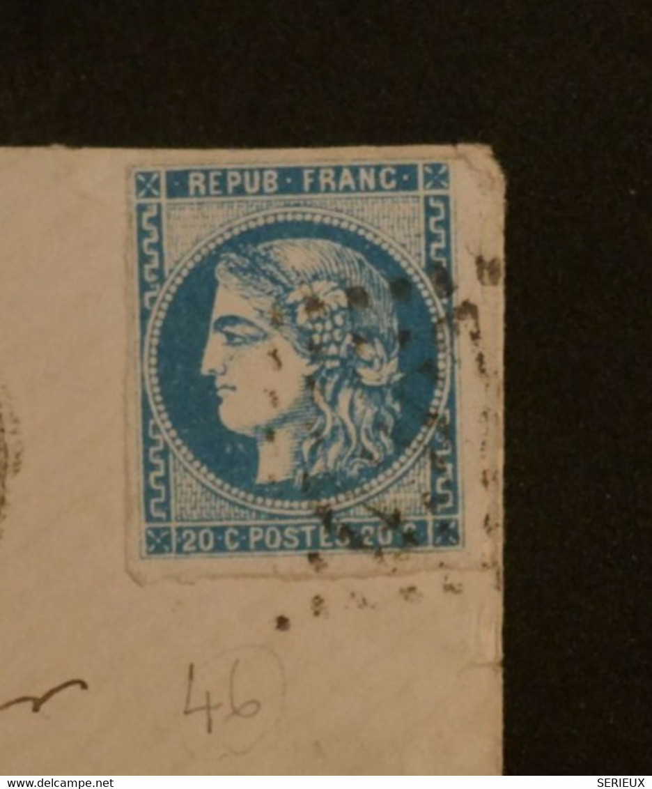 BK3 FRANCE BELLE  LETTRE  RARE 1 FEVR.  1871 MILLAU A TOULOUSE  + EMISSION BORDEAUX N° 46 A  +++AFF. INTERESSANT + ++ - 1870 Emission De Bordeaux