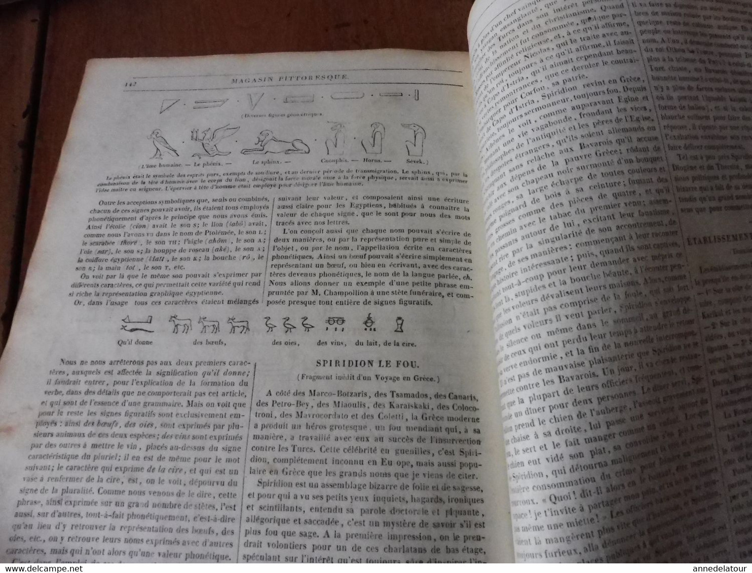 Année 1839: Le miroir de la vanité; Hiéroglyphes (important documentaire); Le phare de Pondichéry en Inde; Etc