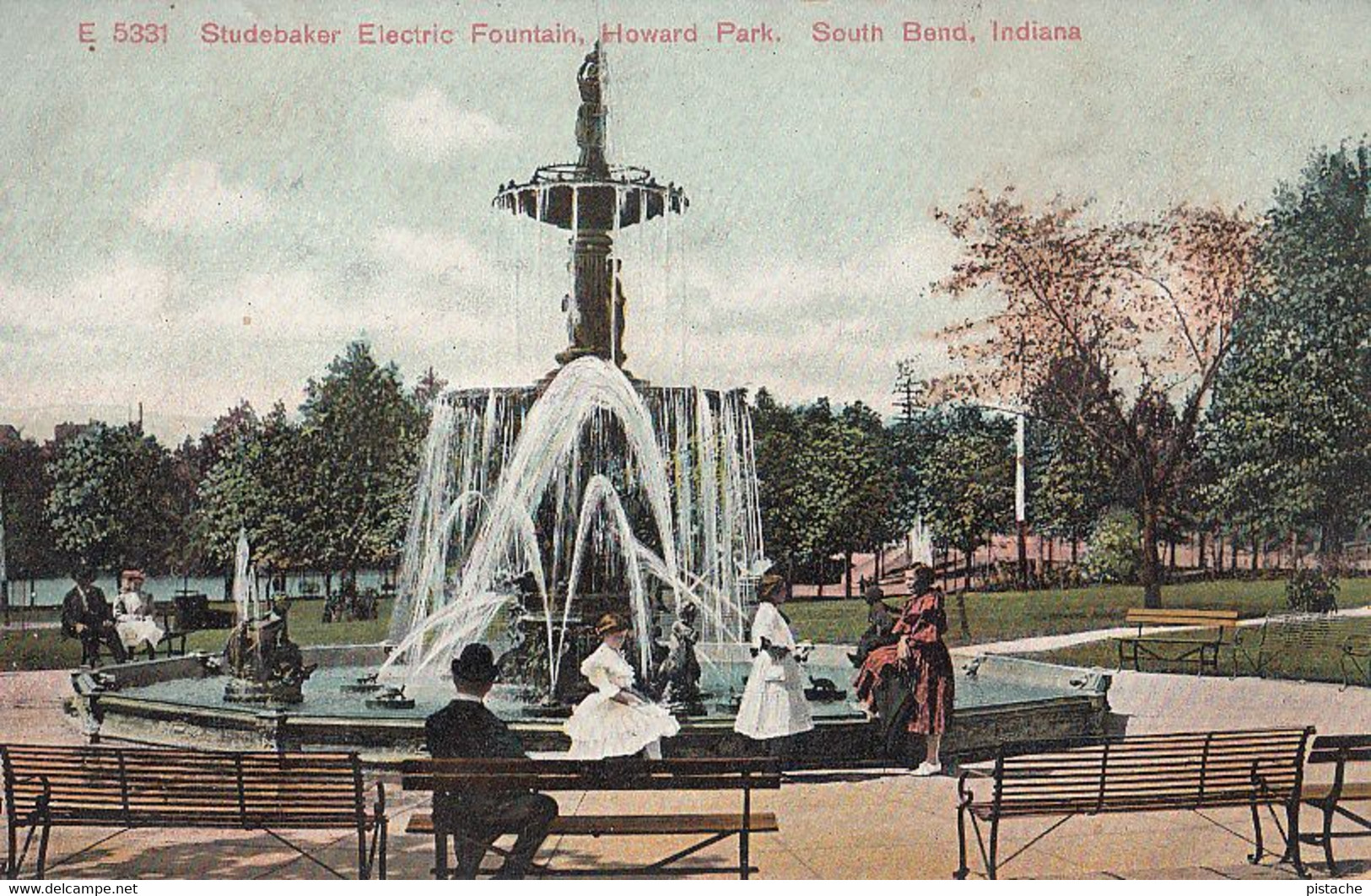 3131 – Vintage PC - South Bend Indiana – Studebaker Fountain – Howard Park – Animation – Unused – VG Condition – 2 Scans - South Bend