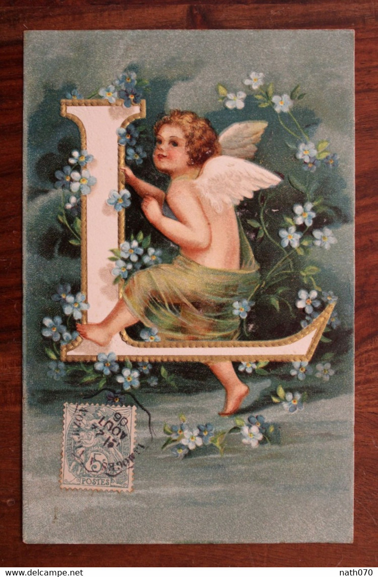 1906 Ange Alphabet L Voyagée Timbre Oblit Ambulant Limoges à Vierzon Voyagée Étrechet Indre - Cartas & Documentos