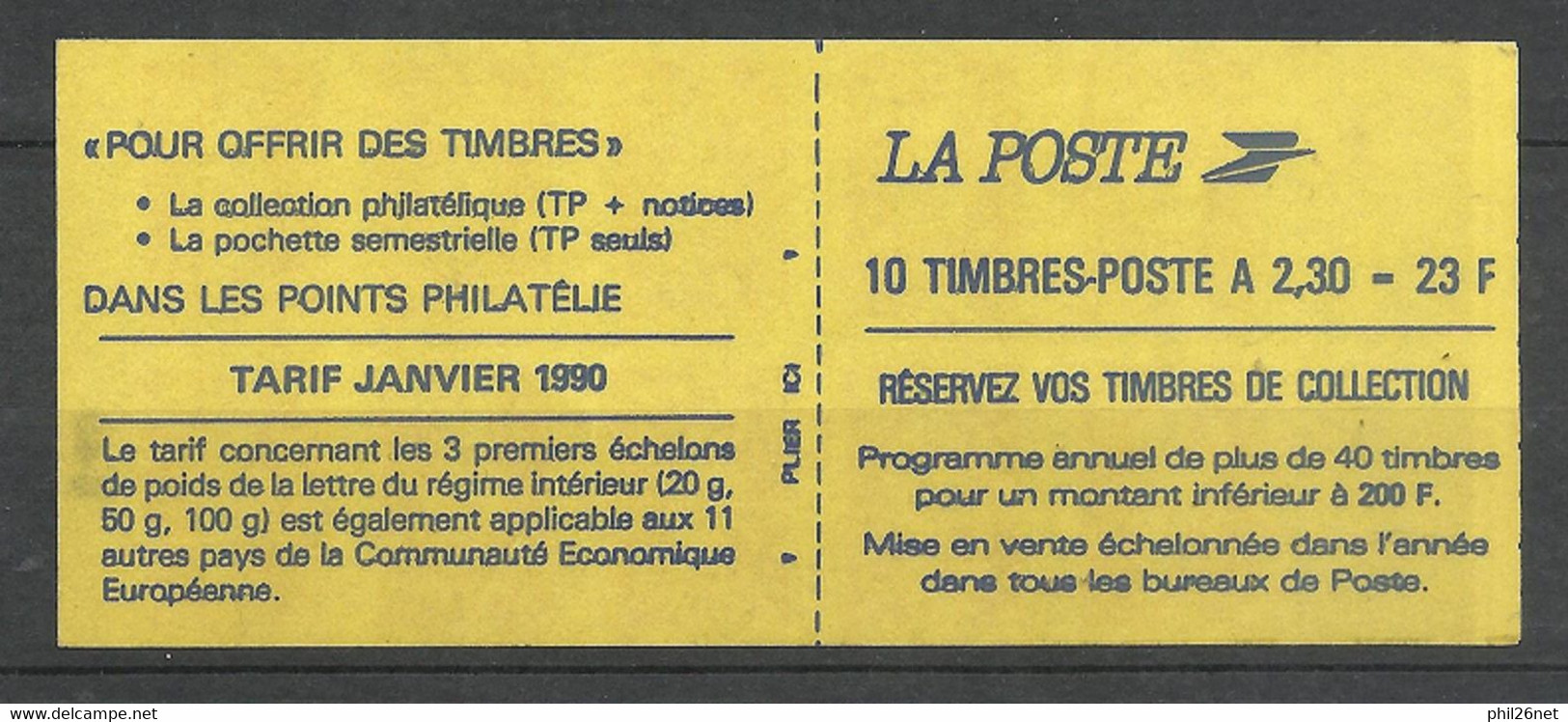 France Autocollants Carnet N°2630 C1  Daté 02/01/1990 Neufs * * TB =MNH VF Jamais Plié   Voir Scans Soldé ! ! ! - Markenheftchen