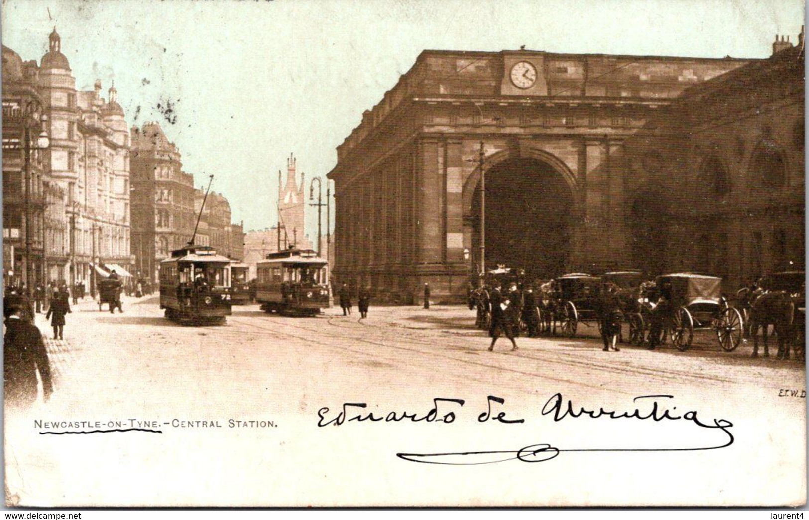 (1 N 50) VERY OLD - Colorise - Posted To France 1902 - UK - Newcastle On Tyne Central Station - Newcastle-upon-Tyne