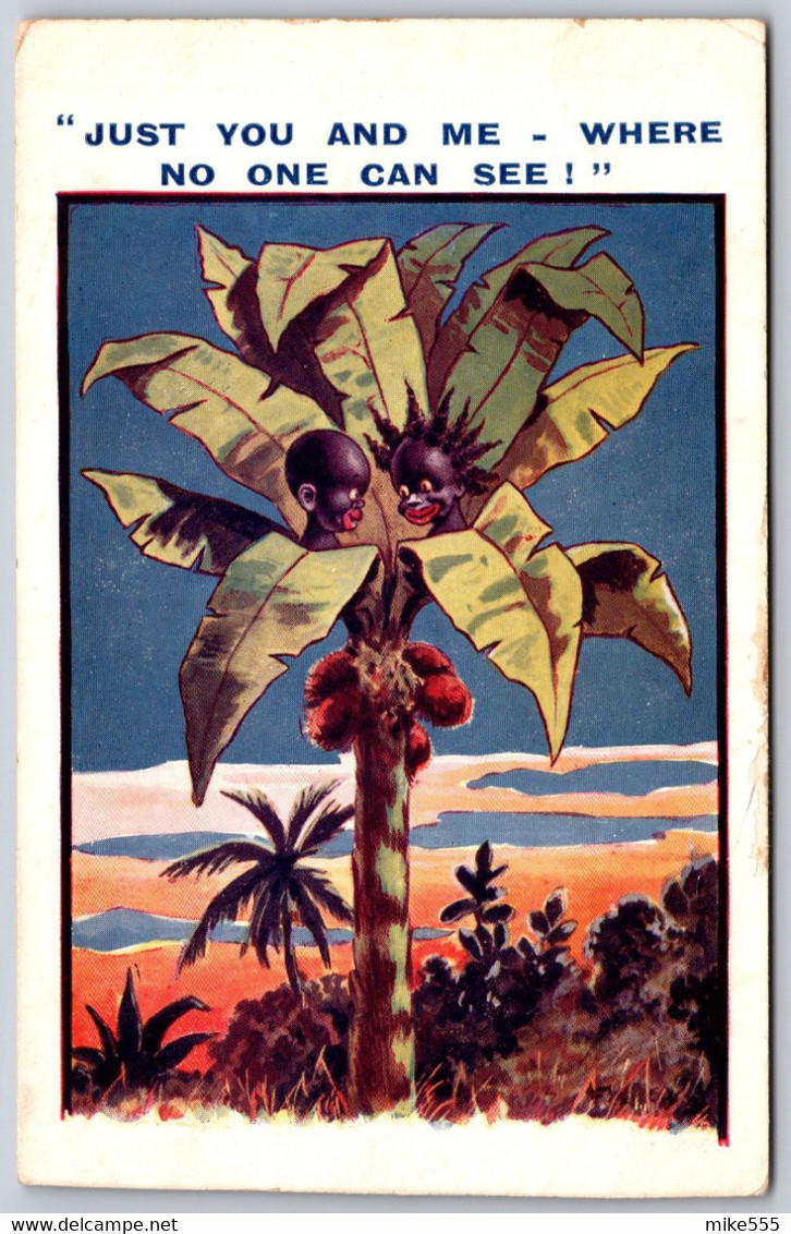 Postcard Black Americana "Black Kids" In Coconut Tree Illustration Bamforth Comic No. 1558 C1920s - Black Americana