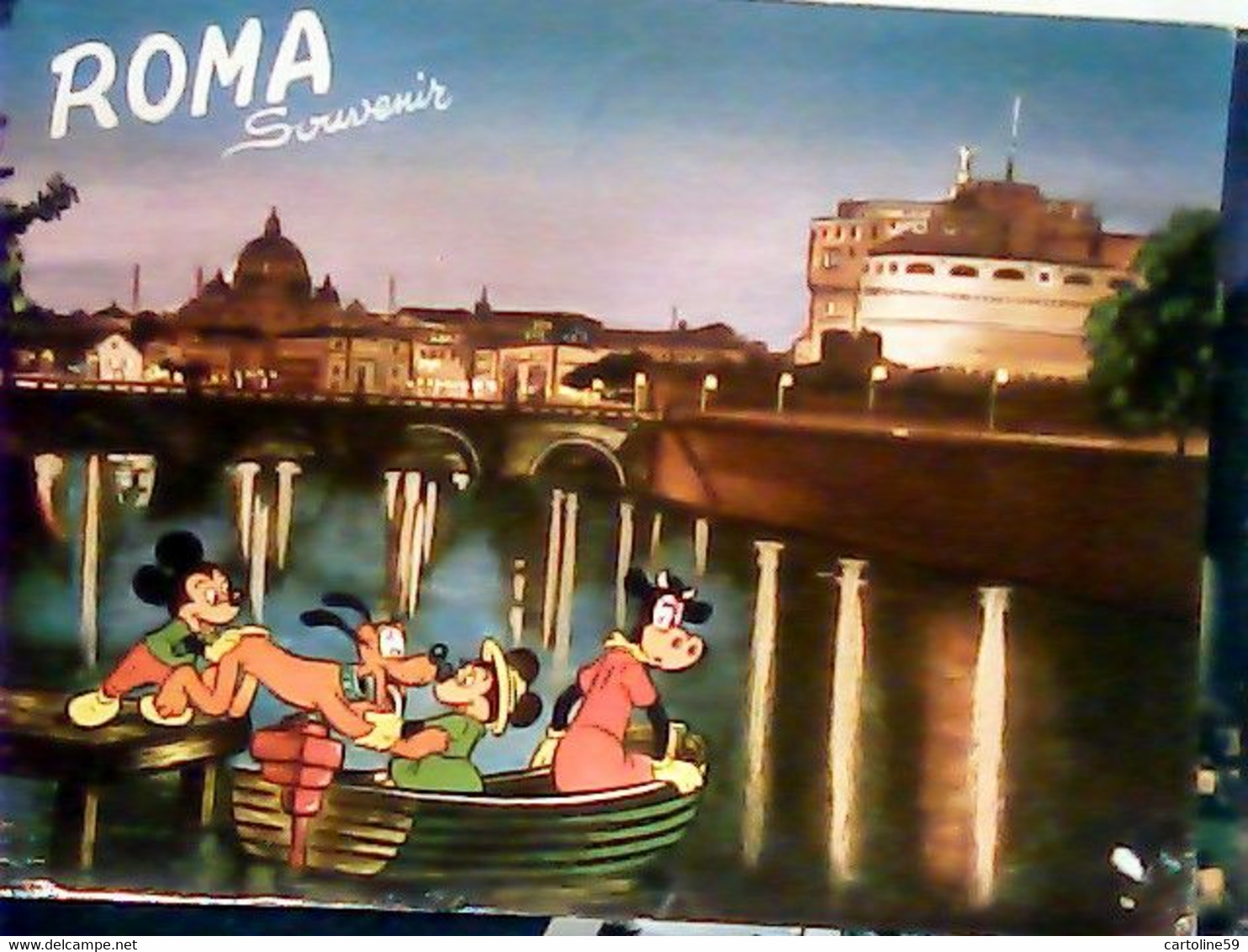 ROMA CASTEL S ANGELO  E WALT DISNEY TOPOLINO PLUTO MINNIE  CLARABELLA VB1963 JB6323 - Sammlungen & Lose