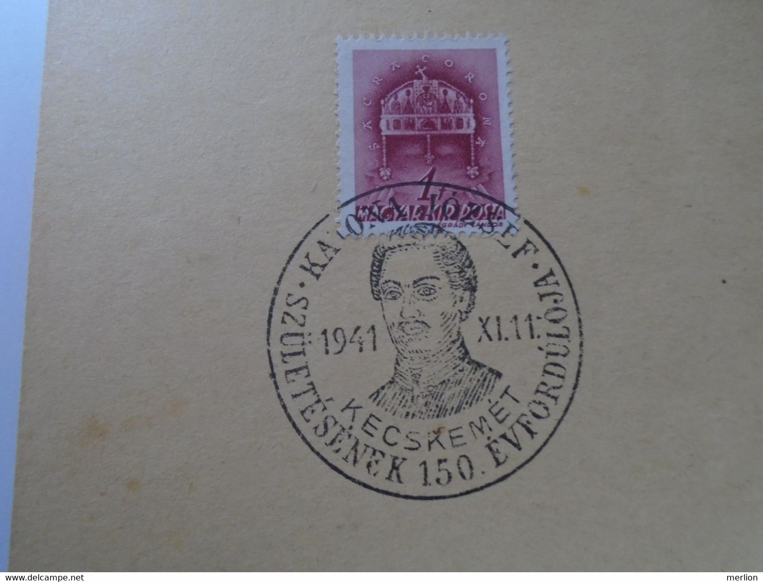 D192481    Hungary  Commemorative  Postmark -Katona József Writer - Kecskemét  1941 - Postmark Collection