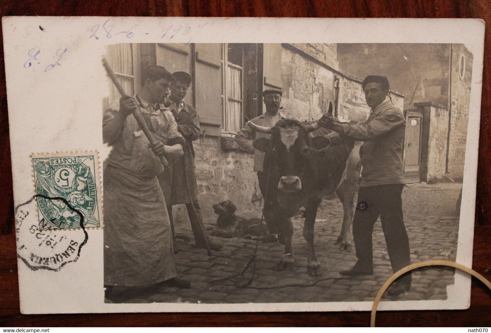 1907 Carte Photo Mello Boucher Animée Voyagée Tad Ambulant De Serqueux à Creil Cpa Ak - Autres & Non Classés