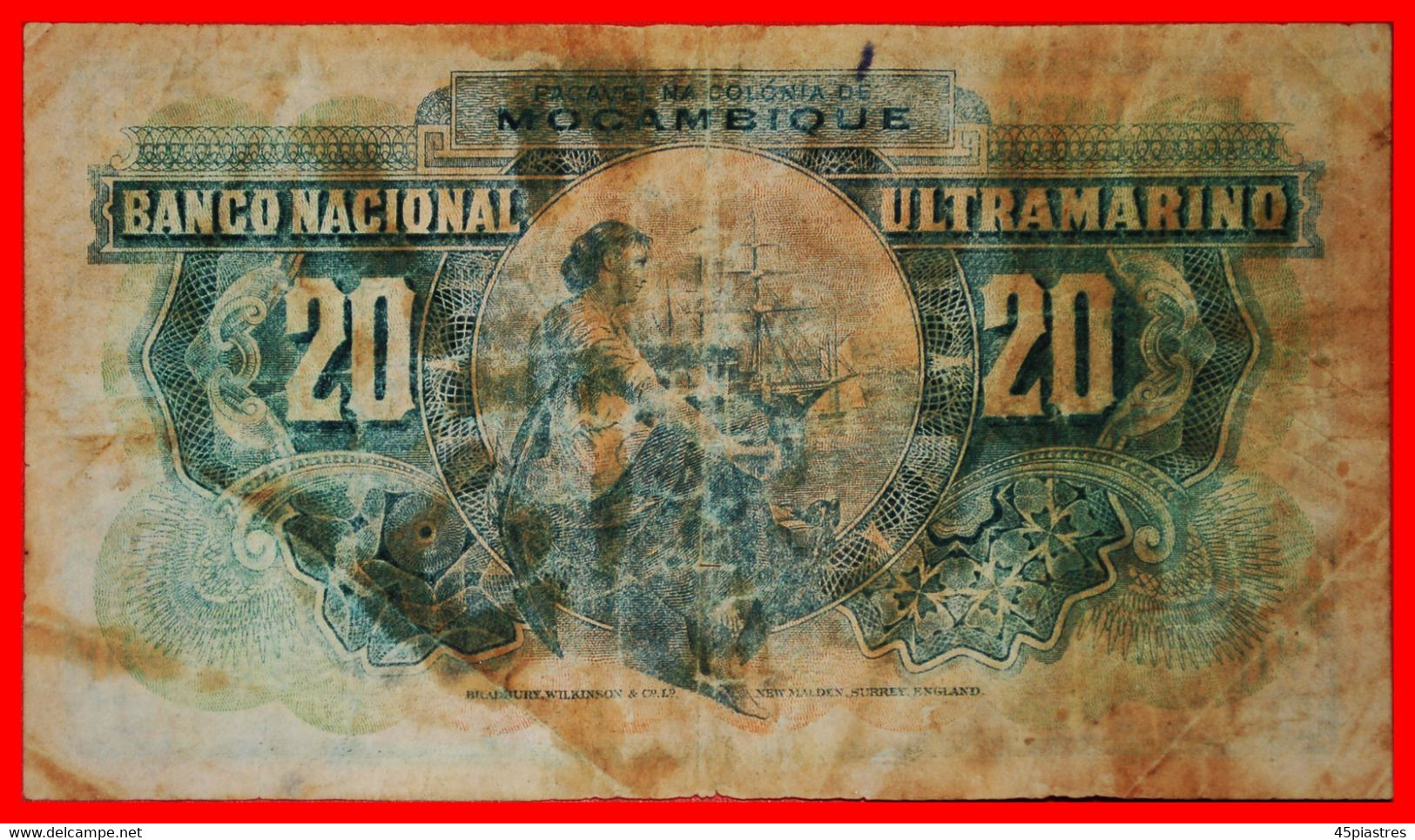 ~ GREAT BRITAIN: MOZAMBIQUE OF PORTUGAL ★ 20 ESCUDOS 1945 SHIP! UNCOMMON! LOW START ★ NO RESERVE! - Mozambique