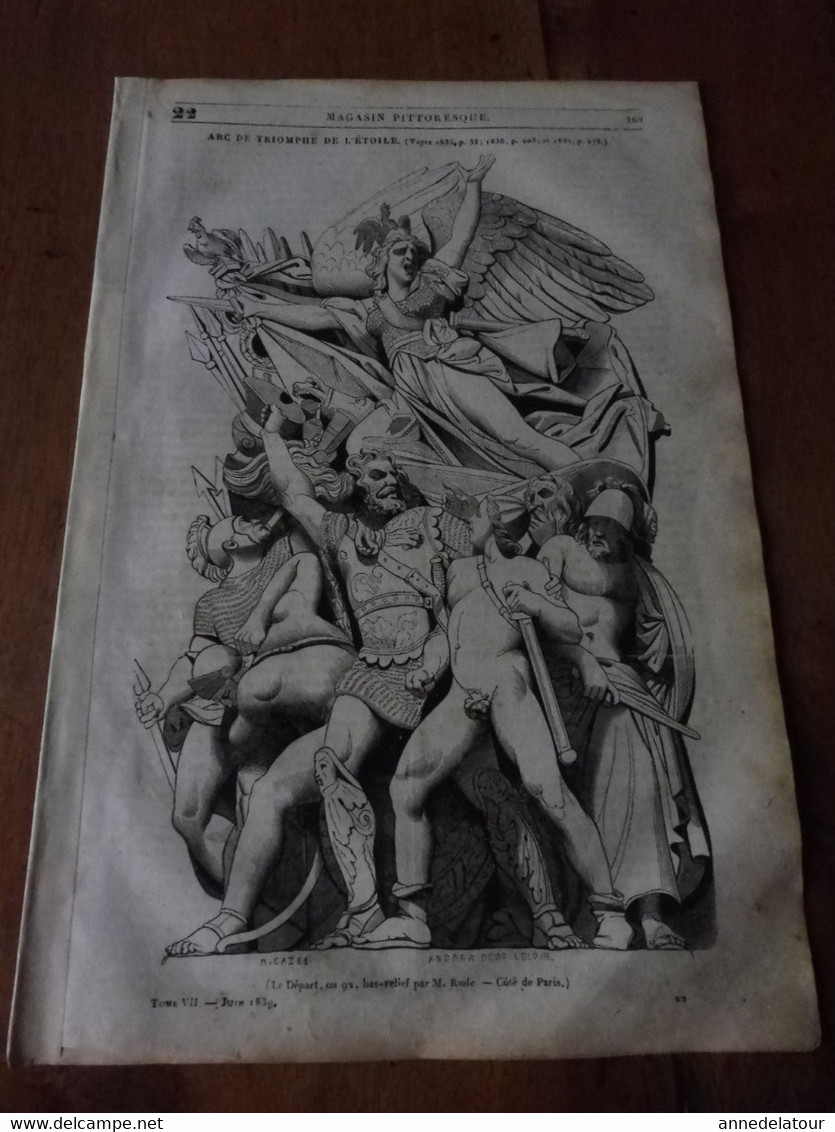 Année 1839: Arc De Triomphe De L'ETOILE;  Les Plumes Dans L'industrie; HANS SACHS Cordonnier -poète Allemand ; Etc - 1800 - 1849