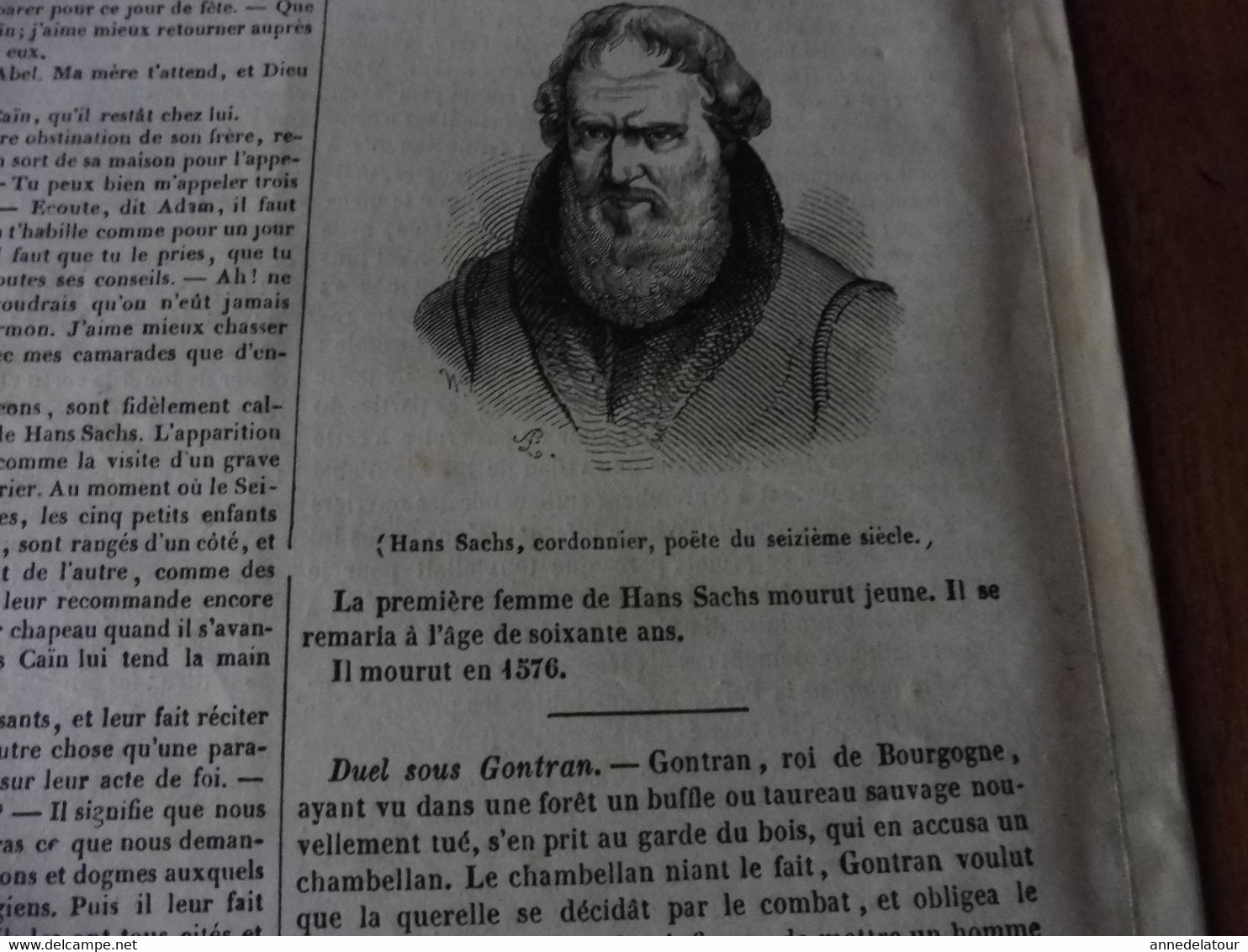 Année 1839: Arc de Triomphe de l'ETOILE;  Les plumes dans l'industrie; HANS SACHS cordonnier -poète allemand ; Etc