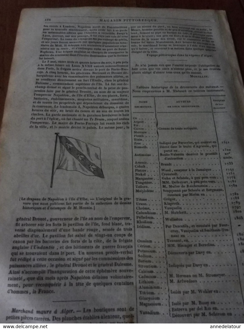 Année 1839: Conversation entre Charles-Quint et Don Carlos;Eglise N-D de DIJON; Drapeau de Napoléon à l'île d'Elbe;Etc