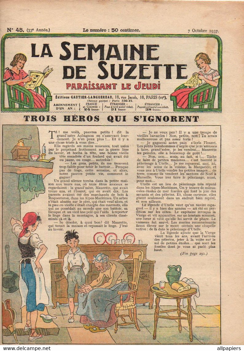La Semaine De Suzette N°45 Exposition 1937 Le Pavillon De L'Egypte - Un Petit Ours En Toile Cirée...1937 - La Semaine De Suzette