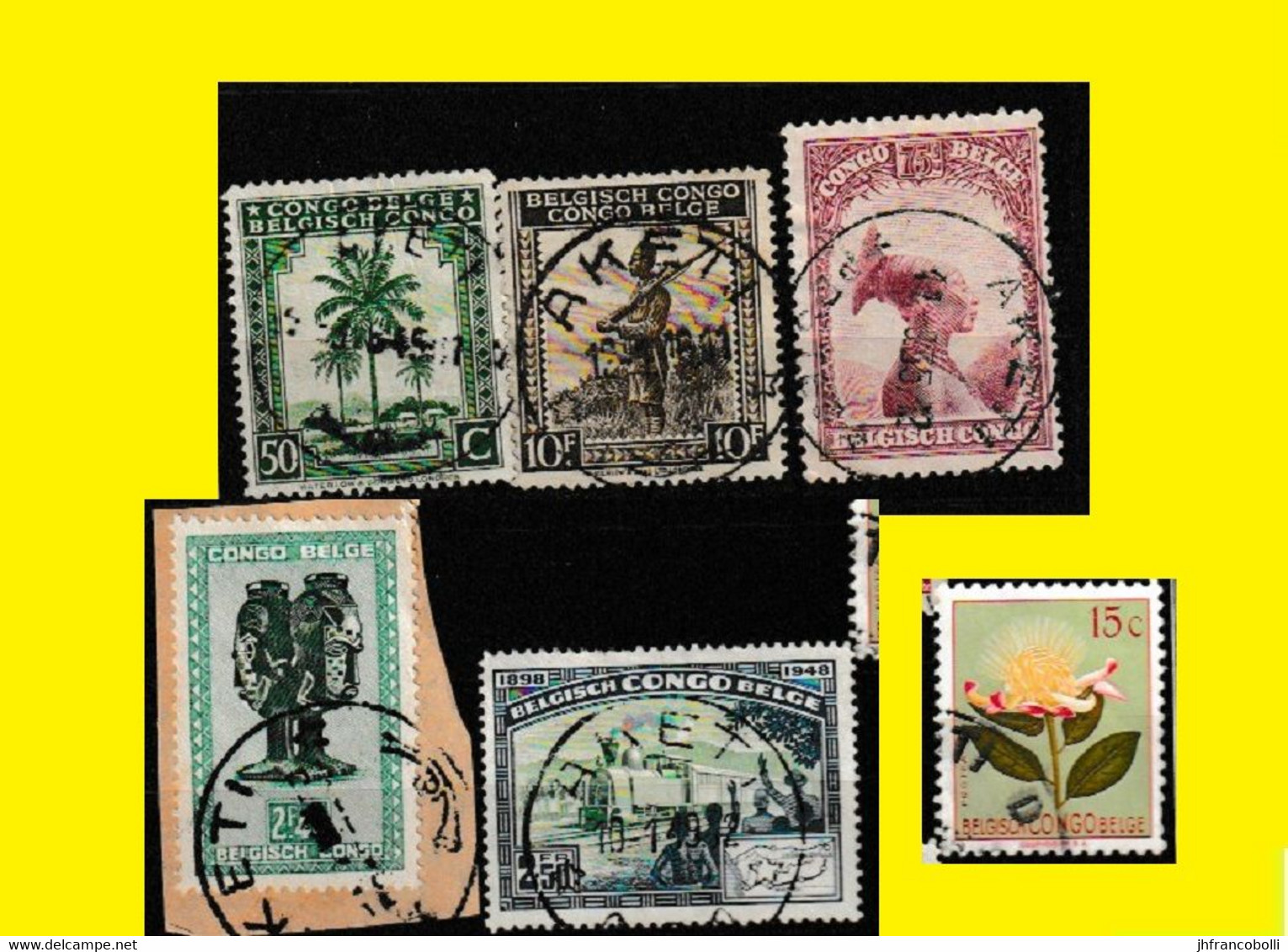 (°) AKETI BELGIAN CONGO / CONGO BELGE CANCEL STUDY [D] WITH 6 DIFFERENT STAMPS 1931/1952 PERIOD - Variétés Et Curiosités