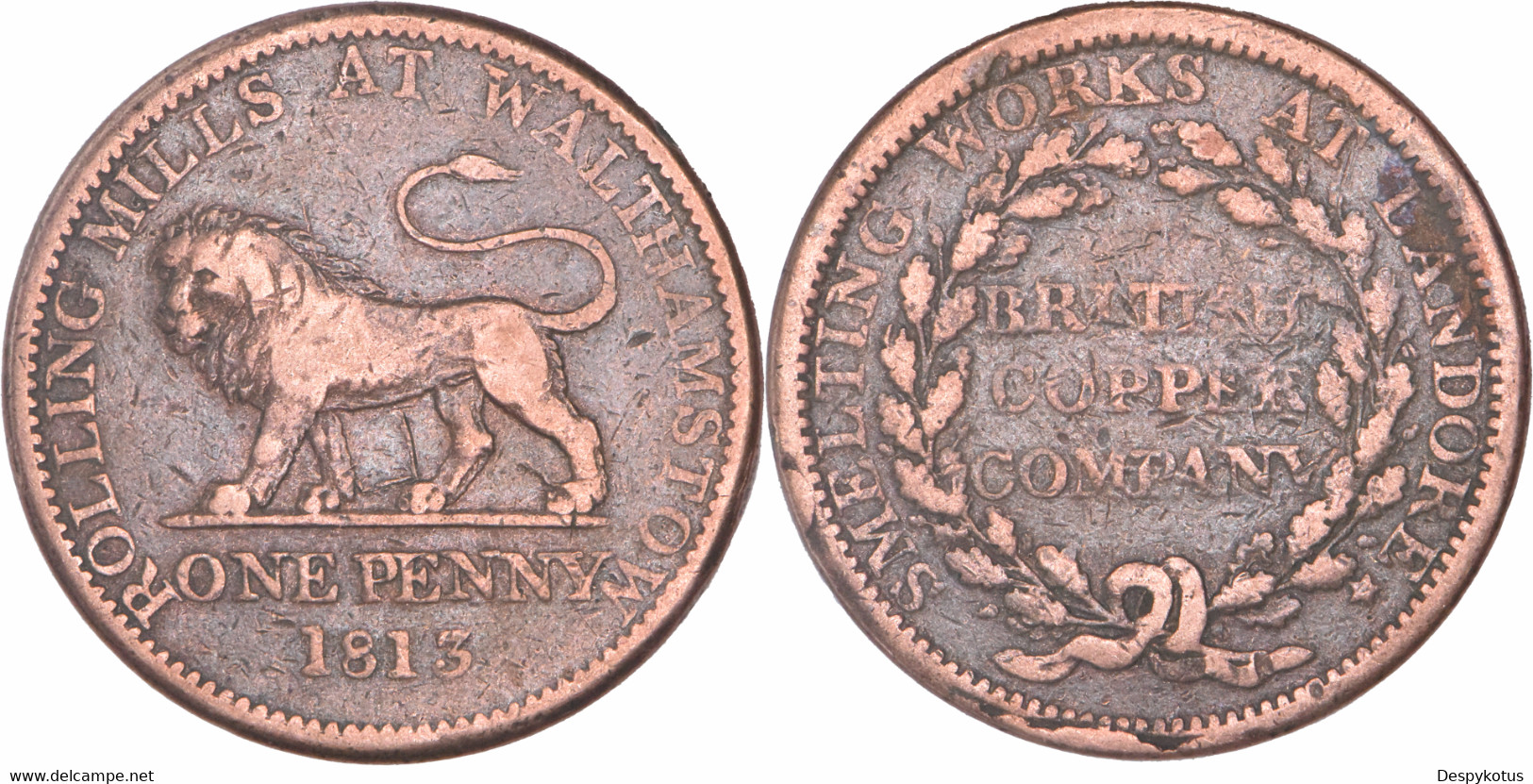 Grande-Bretagne - Jeton - 1813 - ONE PENNY - ROLLING MILLS AT WALTHAMSTOW - RARE - 12-090 - Monétaires/De Nécessité