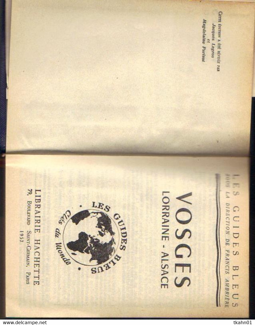 LES GUIDES BLEUS VOSGES LORRAINE ALSACE DE 1957  FORMAT DE POCHE - Michelin (guides)