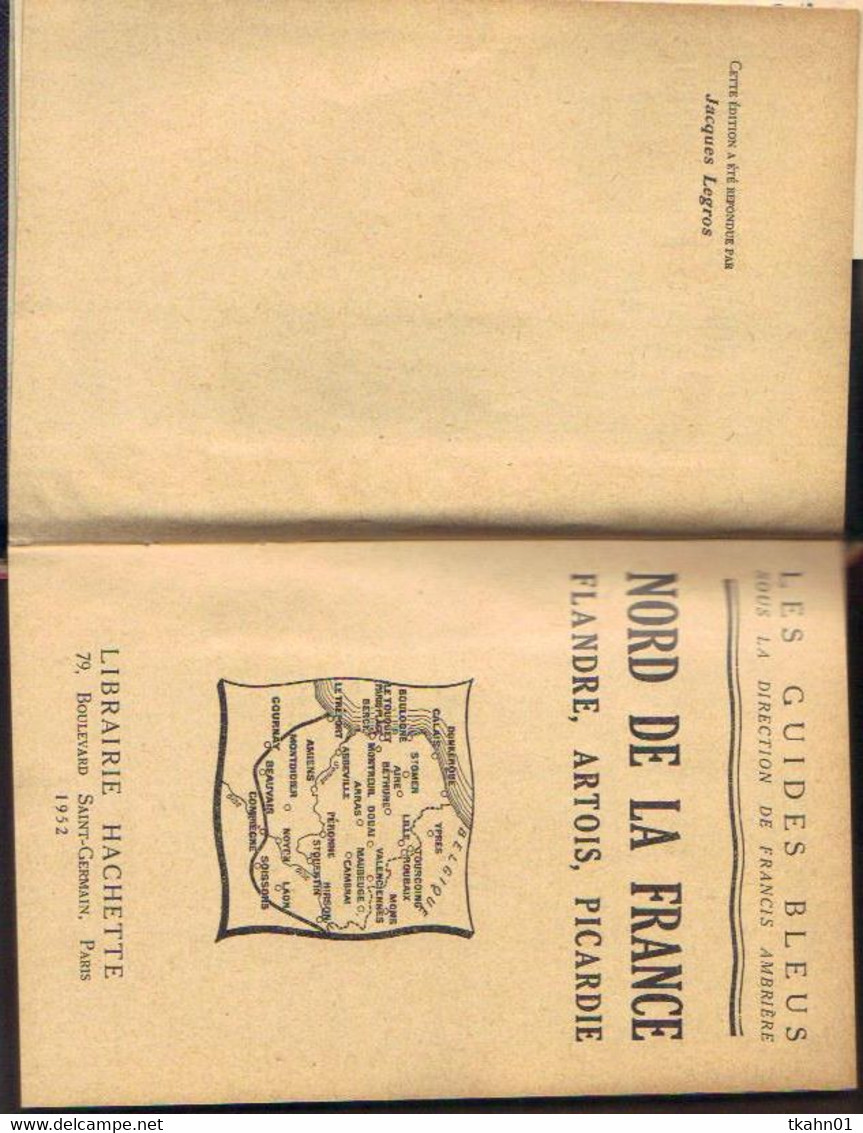 LES GUIDES BLEUS NORD DE LA FRANCE  DE 1952  FORMAT DE POCHE - Michelin (guide)