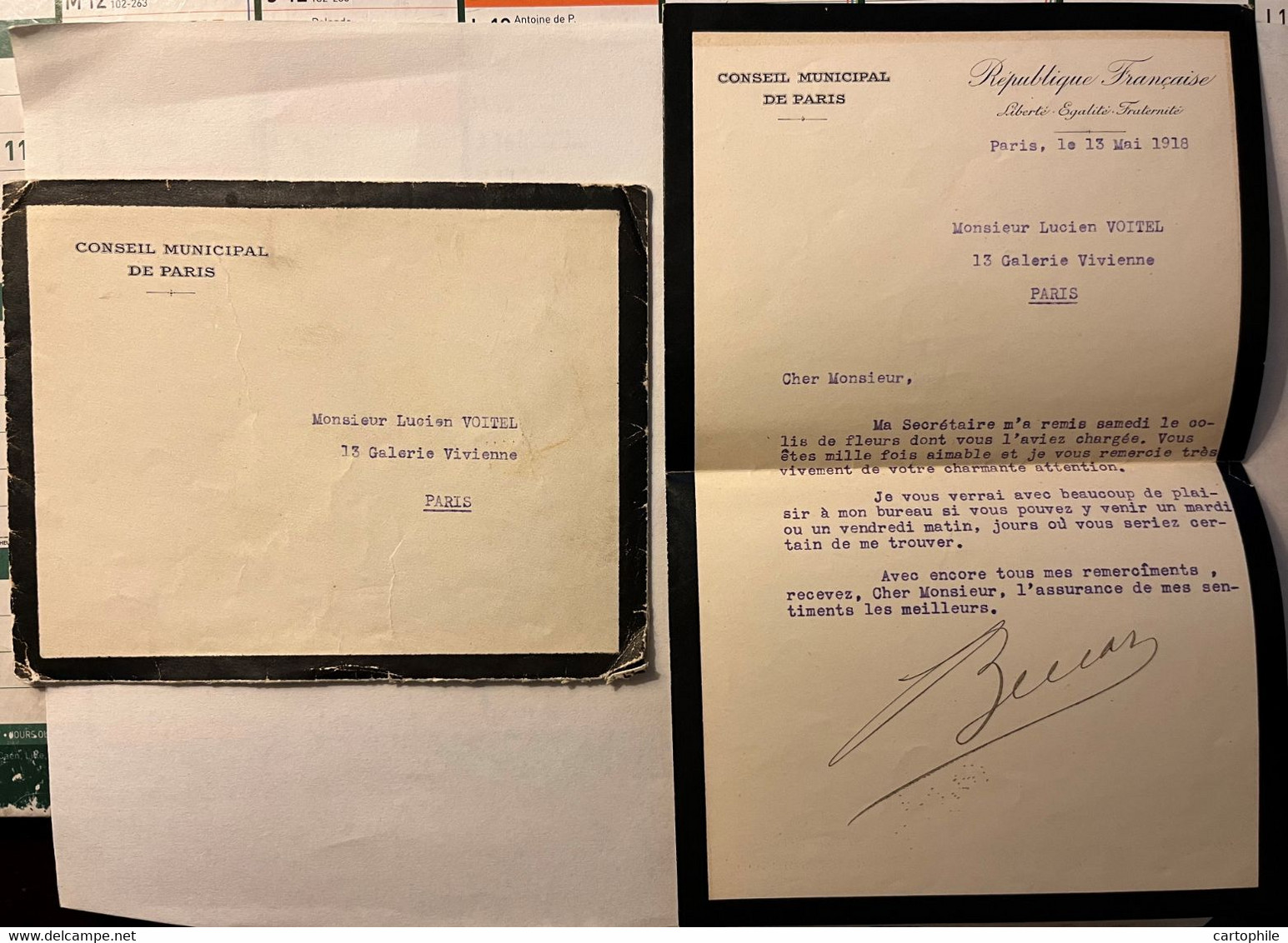 LAC Autographe De Leopold Bellan - Conseil Municipal De Paris En Mai 1918 - Homme Politique - Manuscrits