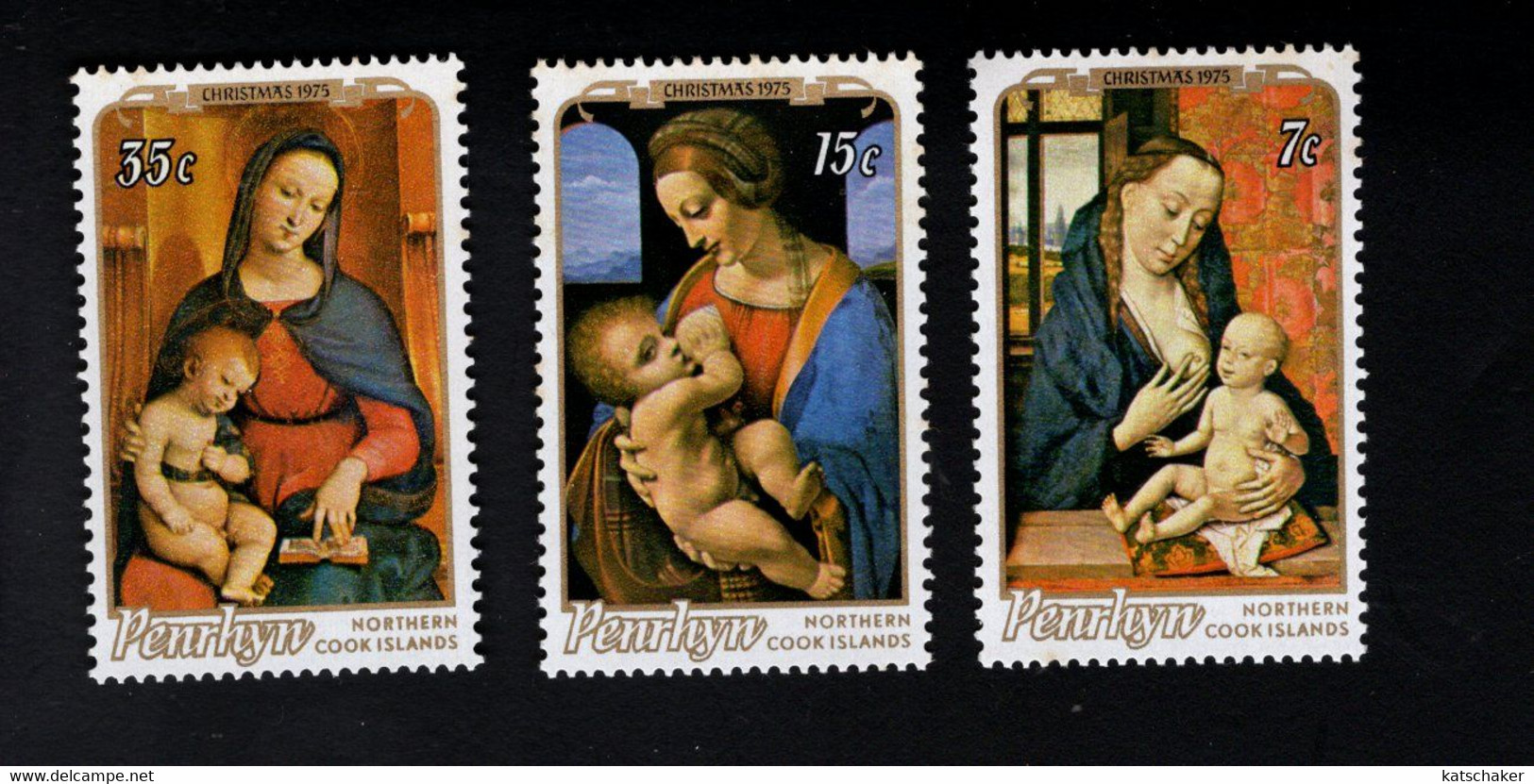 1683112840 1975 (XX) POSTFRIS MINT NEVER HINGED  SCOTT 73 75 - CHRISTMAS - MADONNA PAINTINGS - Penrhyn