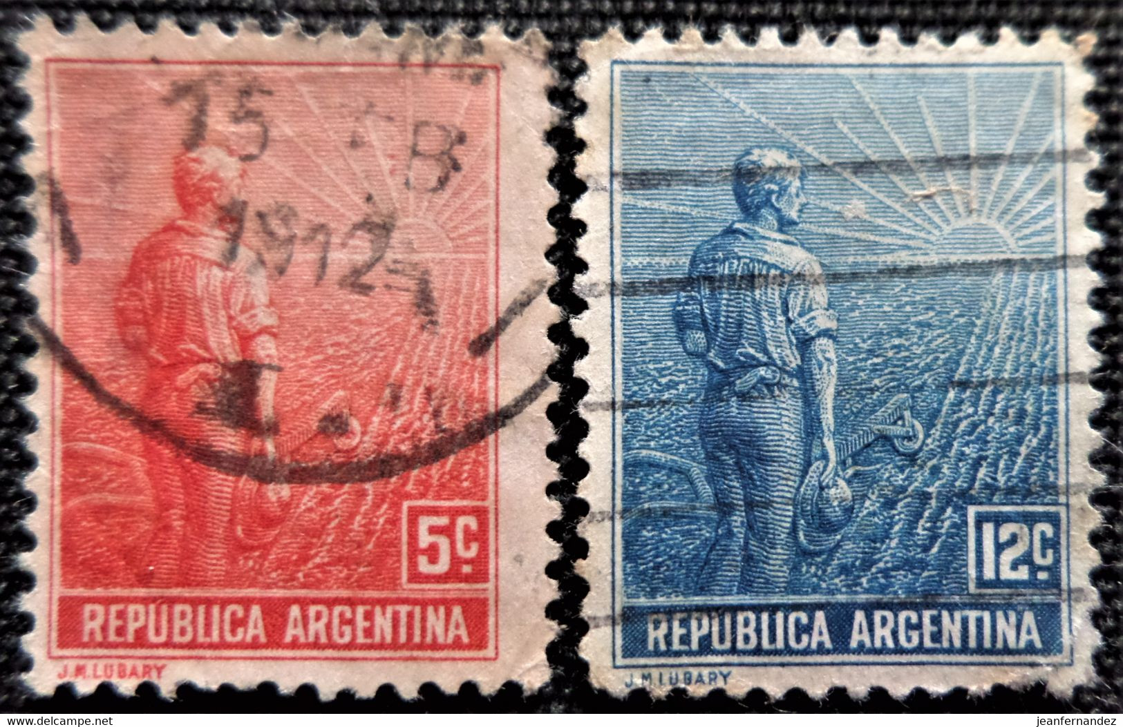 Timbre D'Argentine  1911 Farmer And Rising Sun  Stampworld N° 161 Et 162 - Oblitérés