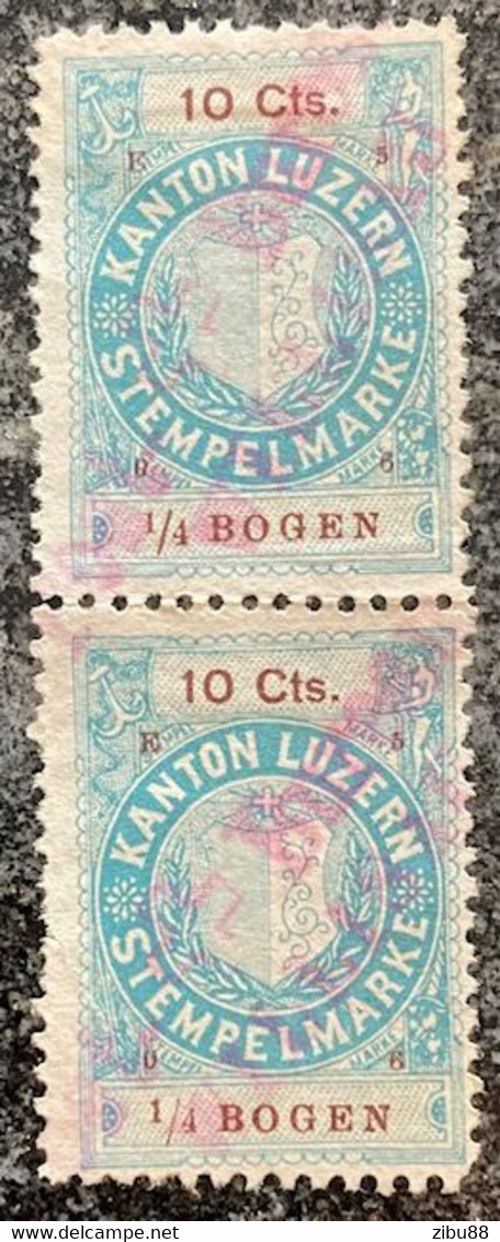 Fiskalmarke, Stempelmarke Kanton Luzern - Emission Mai 1906 Mit Spezieller Zähnung / Revenue Stamp Switzerland Lucerne - Steuermarken