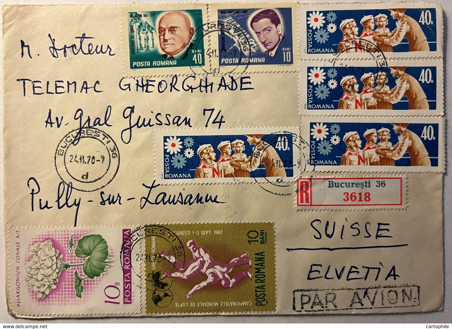 Roumanie - Lettre Recommandée De 1970 Avec Plein De Timbres Recto/verso - Storia Postale