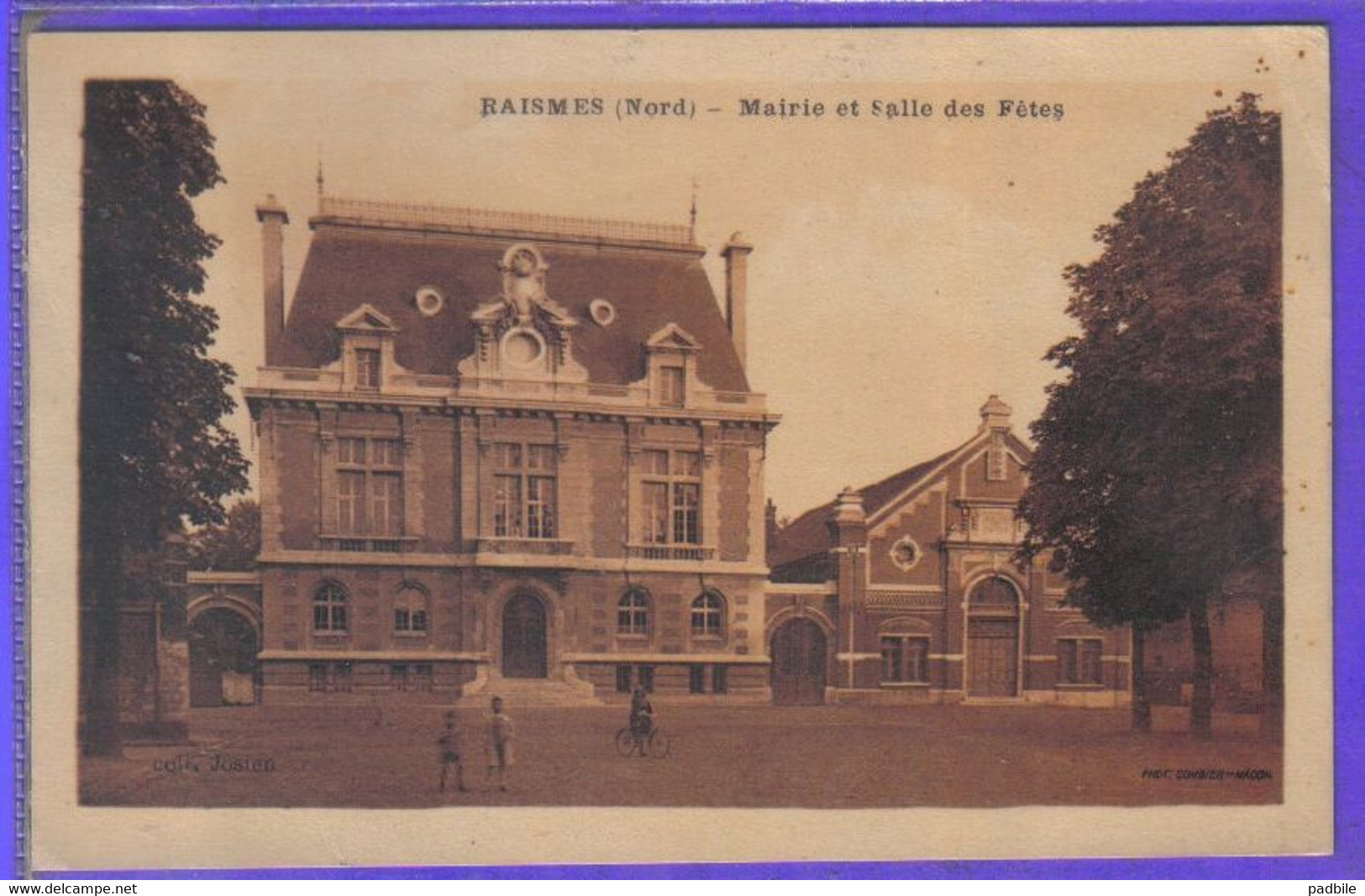 Carte Postale 59. Raismes  Salle Des Fêtes Et Mairie  Très Beau Plan - Raismes