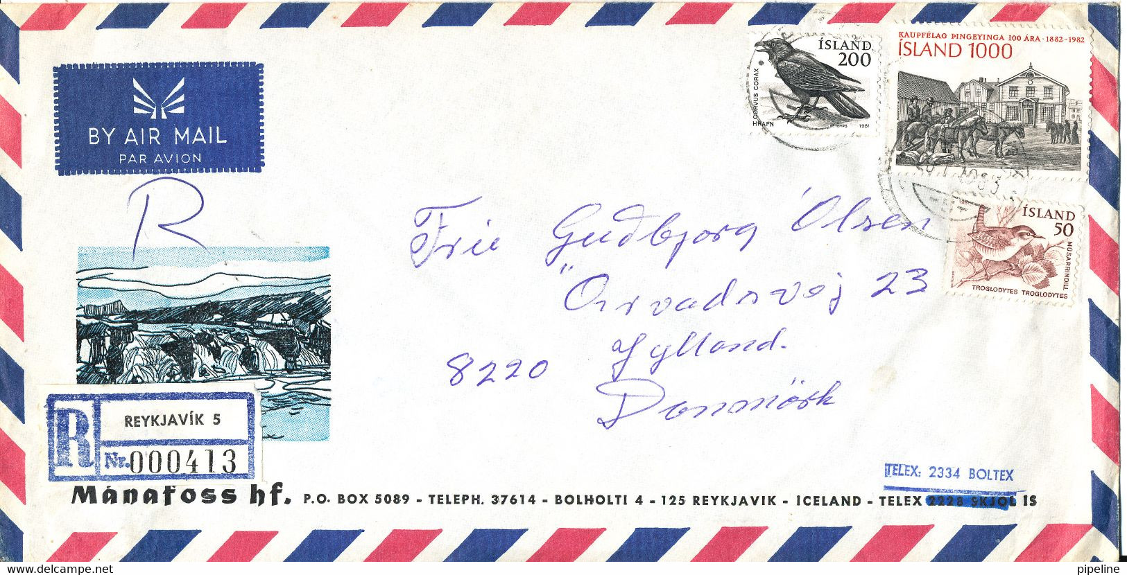 Iceland Registered Air Mail Cover Sent To Denmark Reykjavik 26-1-1983 - Airmail