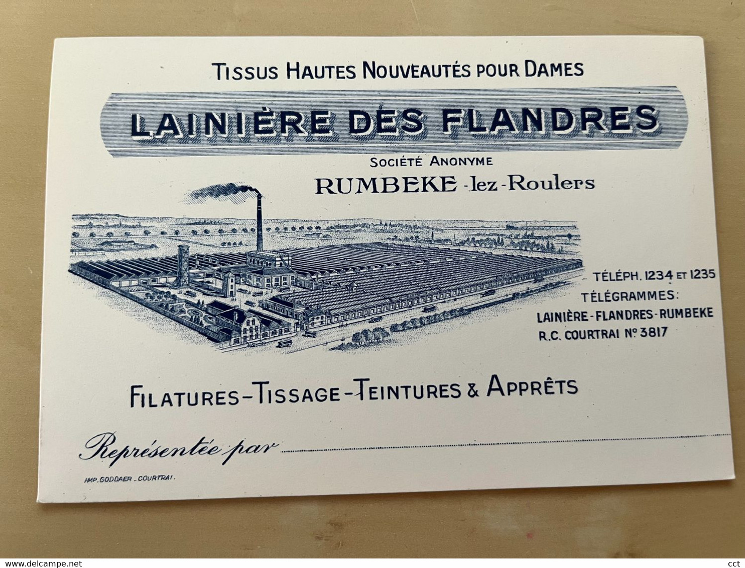 Rumbeke Roulers Roeselare Lainière Des Flandres Filatures Tissage Teintures & Apprêts - Röselare
