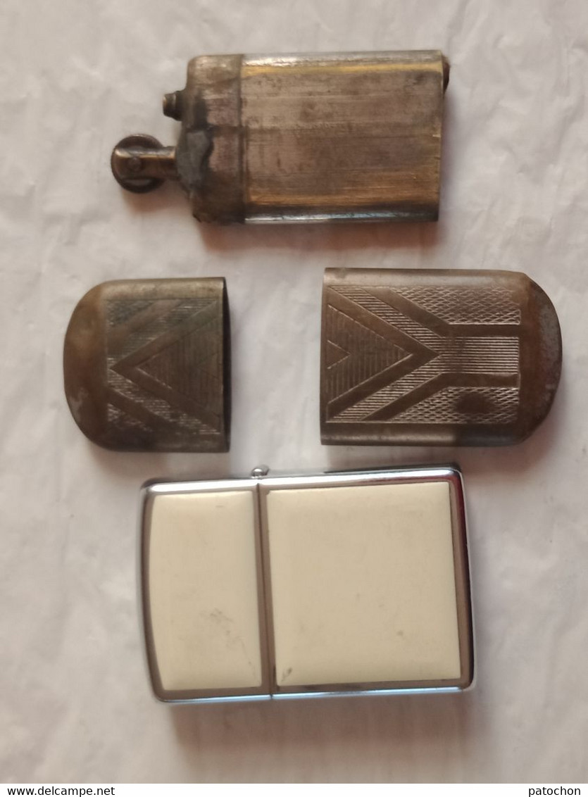 2 Briquet Essence 1 Zippo Made In U.S.A Phare Navire Avec Son étui + 1 Sans Pierre Ni Mèche .! - Zippo