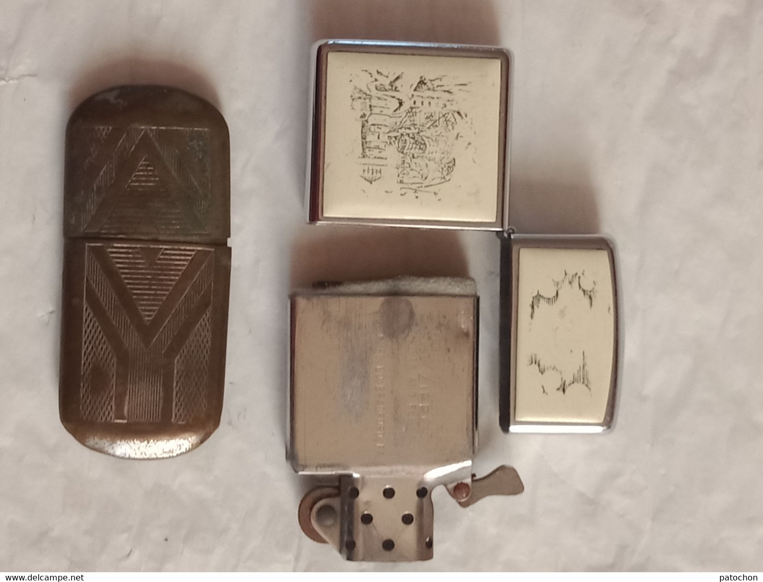 2 Briquet Essence 1 Zippo Made In U.S.A Phare Navire Avec Son étui + 1 Sans Pierre Ni Mèche .! - Zippo