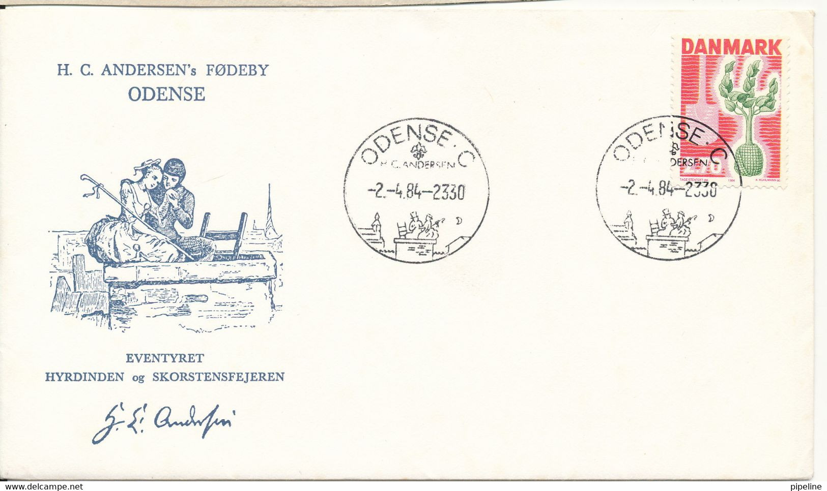 Denmark Cover Special Postmark And Cachet Odense The Birthplace Of Hans Christian Andersen 2-4-1984 - Covers & Documents