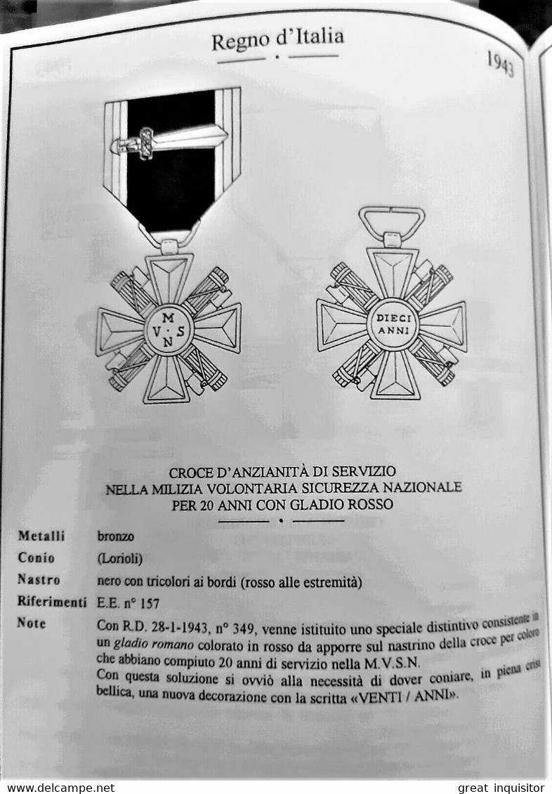 Croce fascista per 10 anni di servizio nella M.V.S.N. anche detta "CAMICIE NERE" - 2’ tipo modello 1943 (REGNO D'ITALIA)