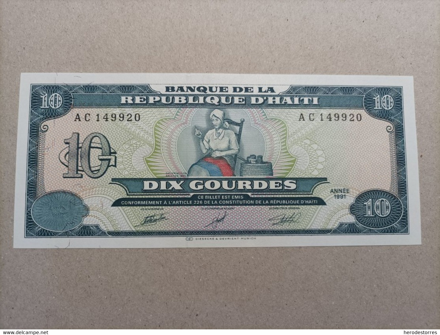 Billete De HAITI De 10 GOURDES, Año 1991, UNC - Haiti