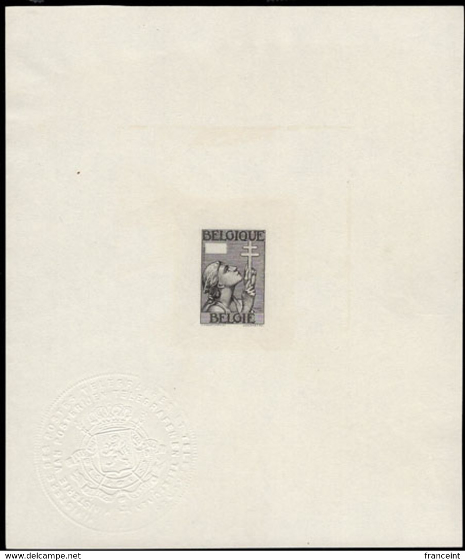 BELGIUM(1933) Tuberculosis Society. Ministrial Proof With Embossed Seal. Scott B150, Yvert 383. Value Missing! - Ministervelletjes  [MV/FM]