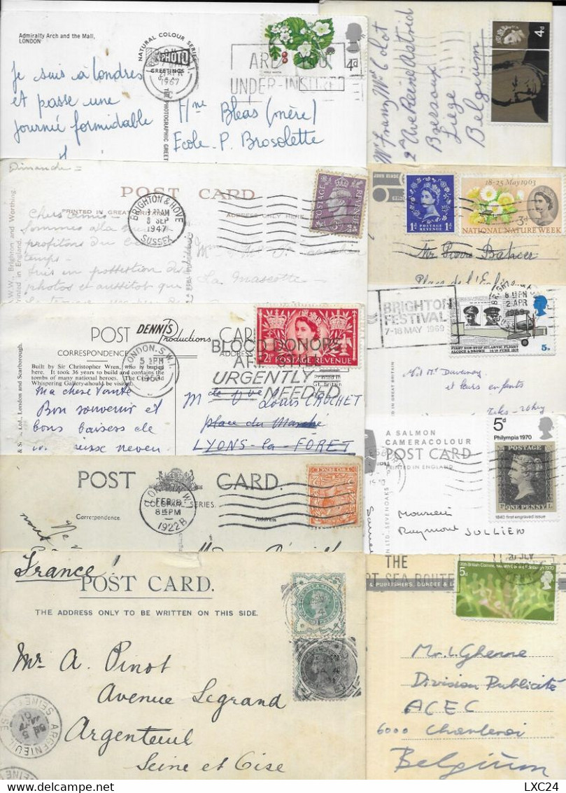 LOT OF 35 POSTCARDS WITH VARIOUS STAMP GREAT BRITAIN. ALL SCANNED. - Verzamelingen