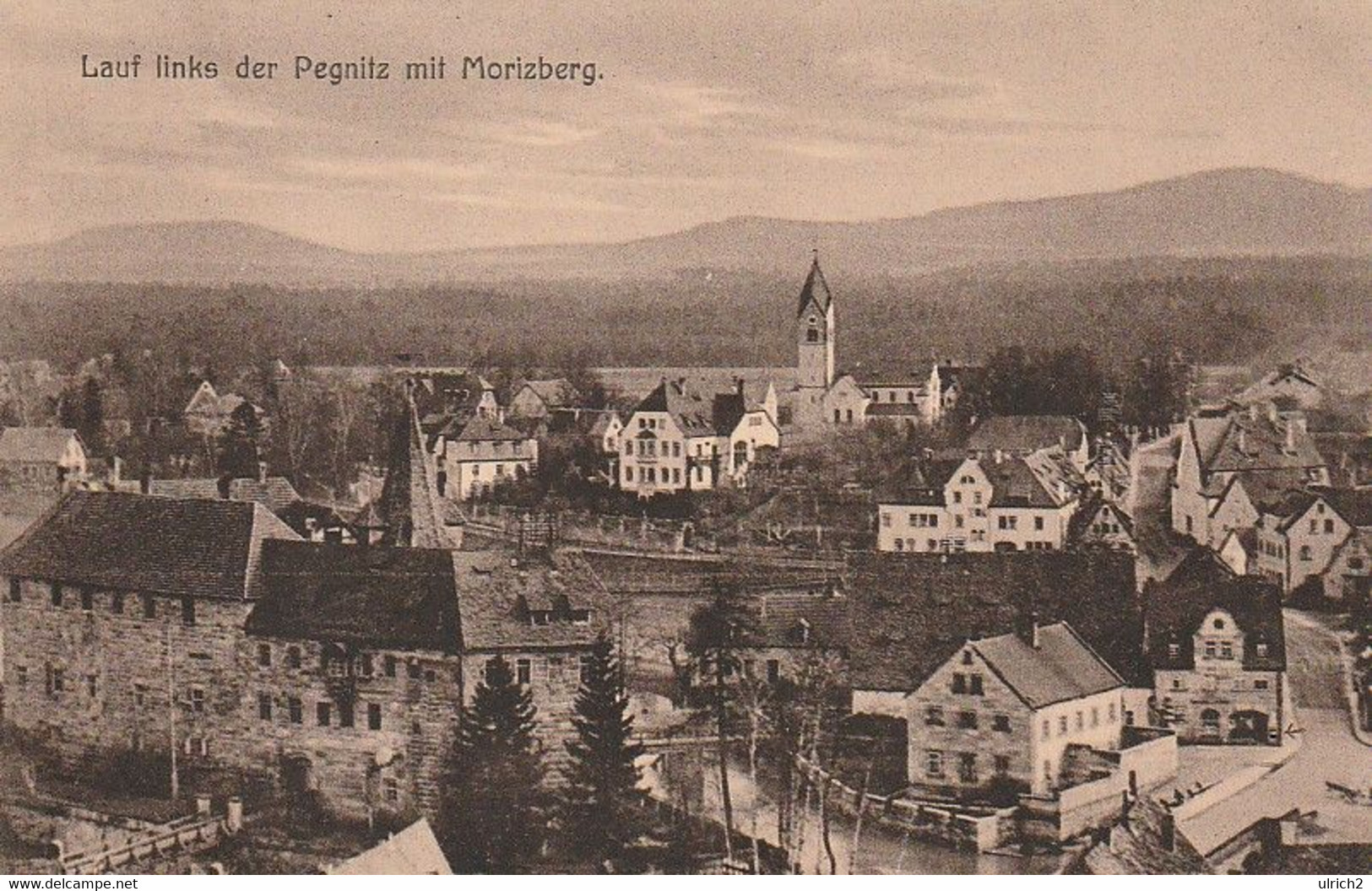 AK Lauf Links Der Pegnitz Mit Morizberg - Feldpost Vereinlazarett "Arbeiterheim" Lauf - 1915 (62313) - Lauf