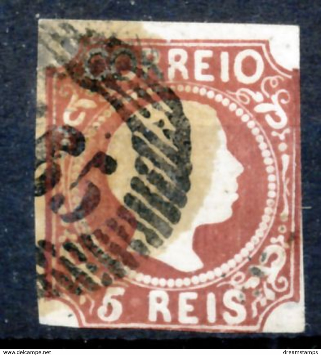 !										■■■■■ds■■ Portugal 185 AF#5 ø K.Pedro Straight Hair 5 Réis 3 SCANS (x6407) Cabelos Lisos - Used Stamps