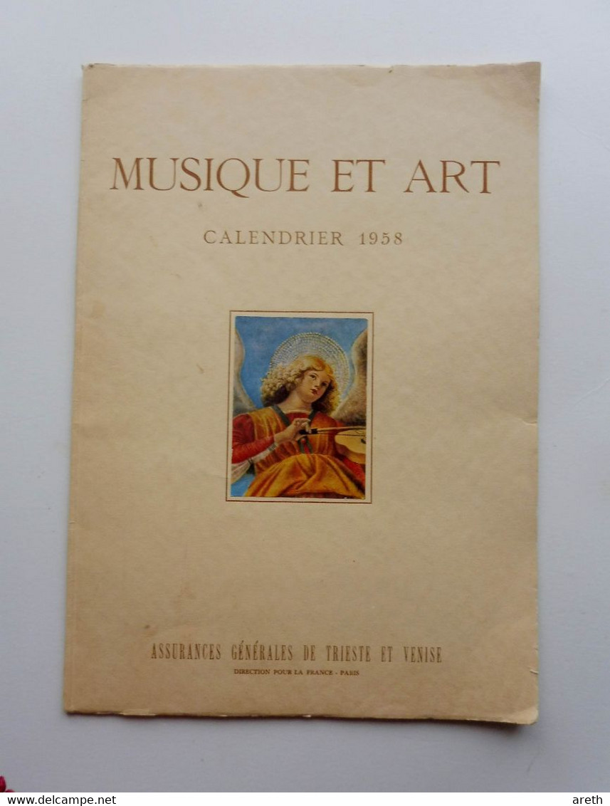MUSIQUE ET ART - Calendrier 1958 - Ed. Assurances Générales De Trieste Et Venise - Grand Format : 1921-40