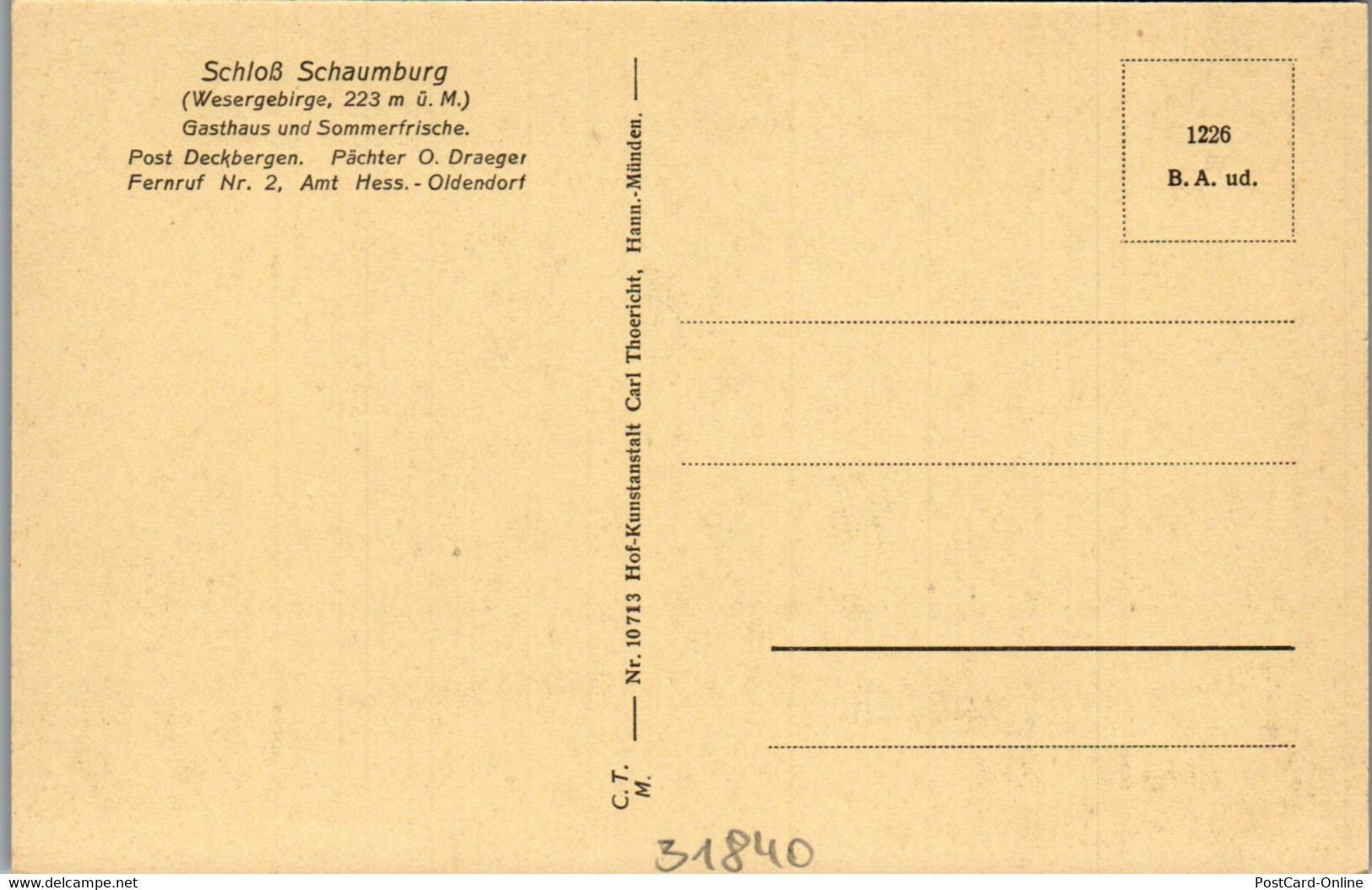 41457 - Deutschland - Schloß Schaumburg , Wesergebirge , Ausseres Burgtor - Nicht Gelaufen - Schaumburg