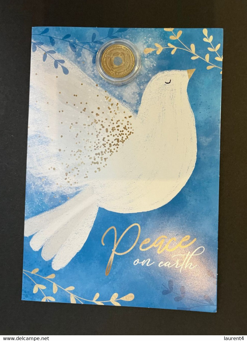 (1 N 52) Cover With 1 X $ 2.00 Peacekeepers 75th Anniversary (2022 Coin) On Peace On Earth Xmas Card - 2 Dollars