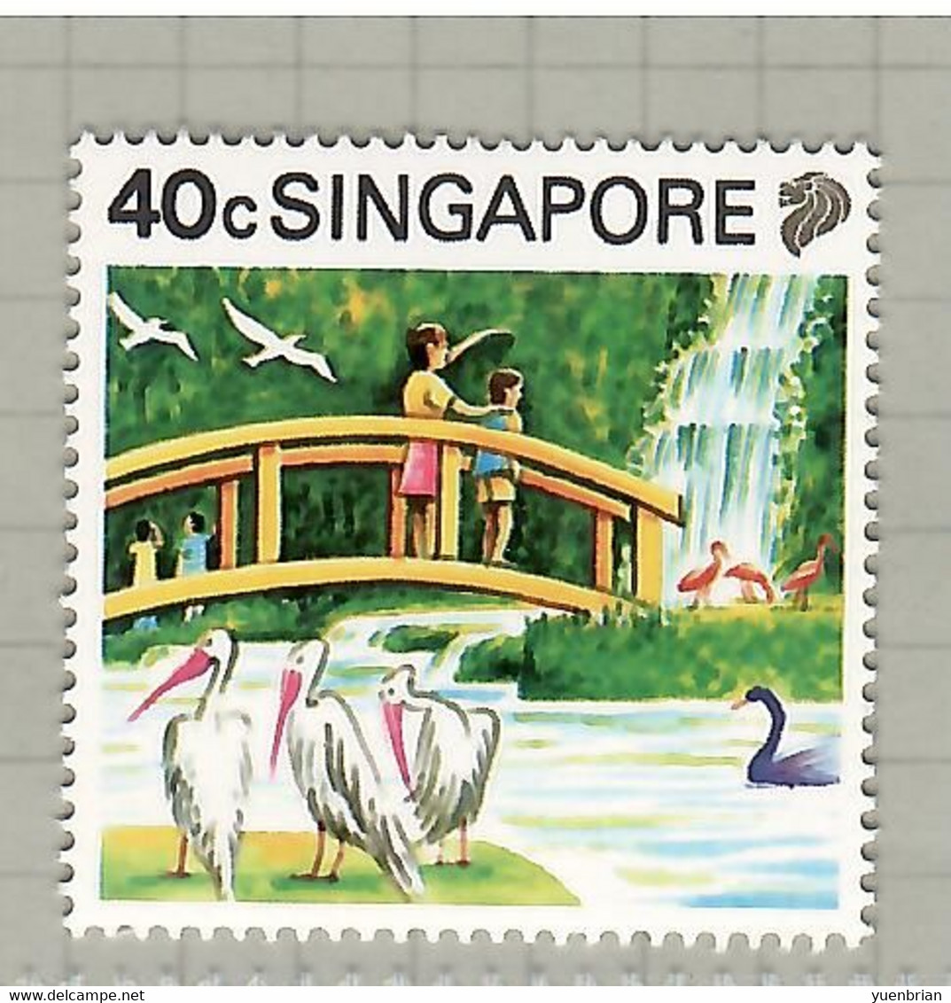 Singapore 1990, Bird, Birds, Pelican, Swan, Ibis, 1v, MNH** Split From Set Of 13v - Pelicans