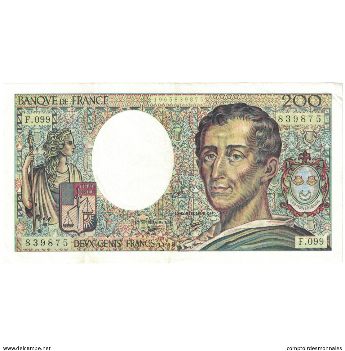 France, 200 Francs, 1990, 839875 F.099, NEUF, Fayette:70.10c, KM:155d - 200 F 1981-1994 ''Montesquieu''